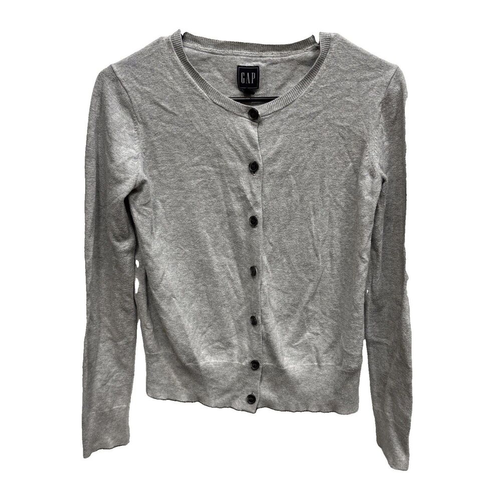 Gap Sweater Women XS Gray Cardigan Long Sleeve Buttons Cotton Retro